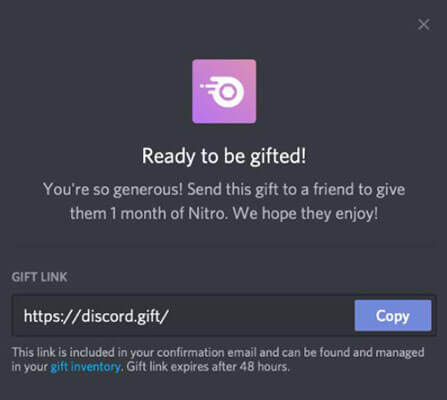 Share discord nitro gifting