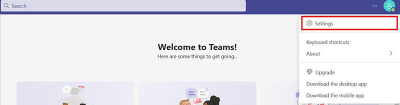 Select settings in teams