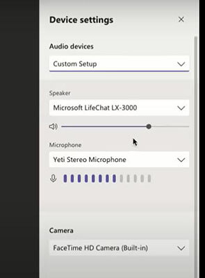 Microphone options in teams meeting