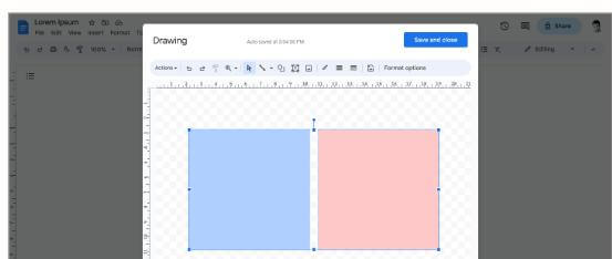 Press ctrl to select images in drawing in Google Docs