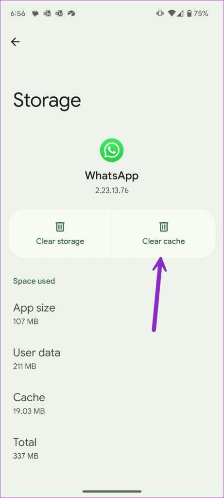 clear cache whatsapp