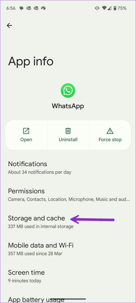 storage and cache whatsapp